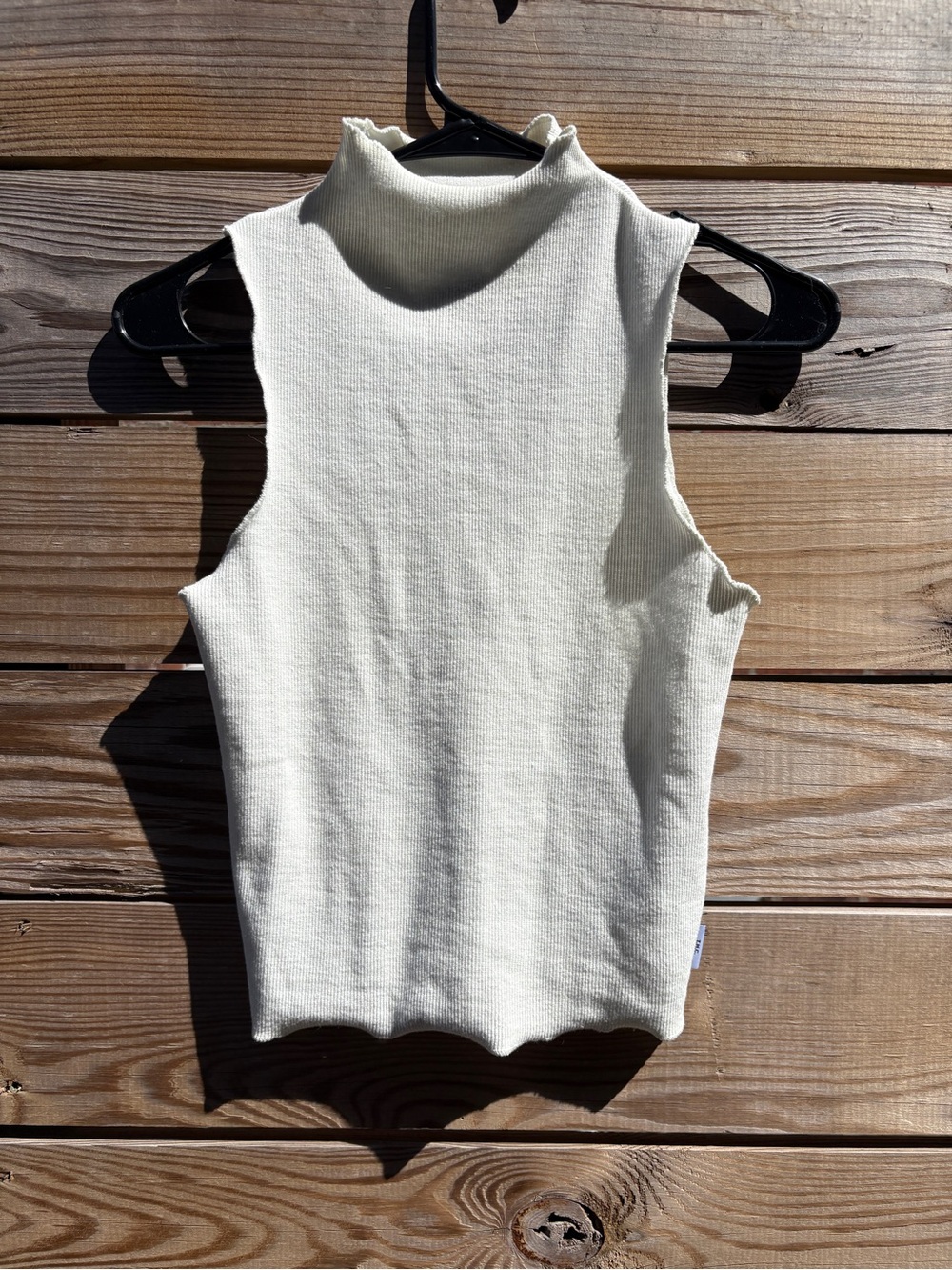 Afends Cream Ribbed Mock Neck Tank